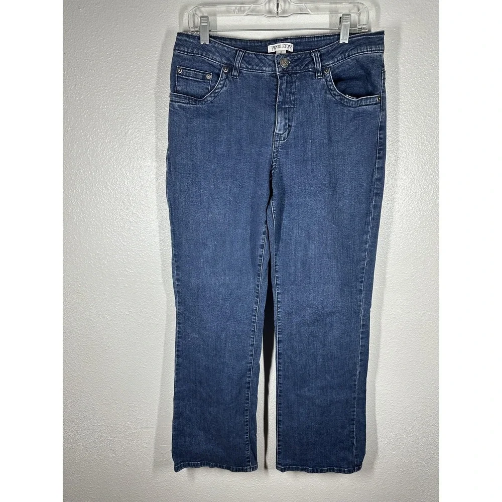 Pendleton Jeans‎ Womens 12 Blue Medium Wash Straight Stretch Denim Pants Casual